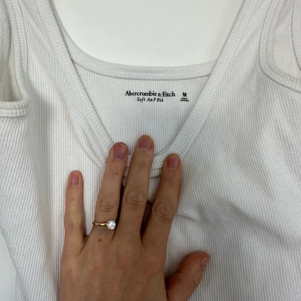 Soft A&F Ribbed White Tank Top - Picture 3 of 3